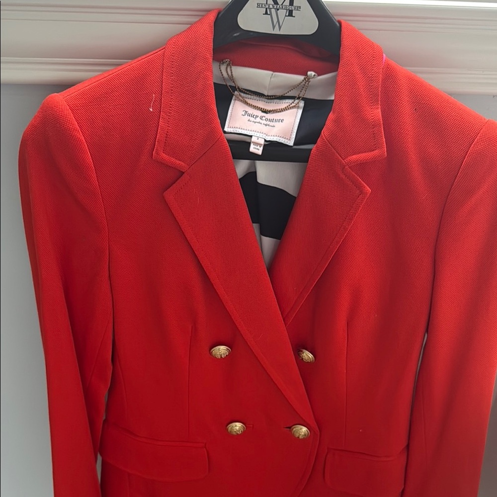 Juicy Couture Red Double-Breasted Blazer